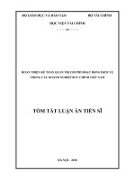 Tóm tắt luận văn tiến sĩ hoàn thiện kế toán quản trị chi phí hoạt động dịch vụ trong các doanh nghiệp bưu chính việt nam 