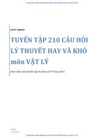 TUYỂN tập 217 câu hỏi TRẮC NGHIỆM lý THUYẾT vật lí HAY   KHÓ 