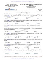 ĐỀ lý và đáp án THPT yên DŨNG 1 bắc GIANG lần 1 