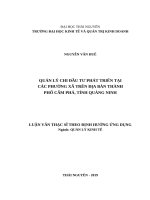 Quản lý chi đầu tư phát triển tại các phường xã trên địa bàn thành phố cẩm phả, tỉnh quảng ninh 