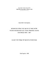 Đánh giá công tác quản lý nhà nước về đất đai huyện lục nam, tỉnh bắc giang giai đoạn 2015 2017 