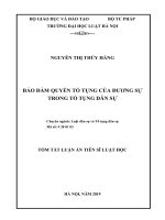Tóm tắt luận án tiến sĩ luật học bảo đảm quyền tố tụng của đương sự trong tố tụng dân sự 