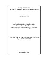 Quản lý chi đầu tư phát triển tại các phường xã trên địa bàn thành phố Cẩm Phả, tỉnh Quảng Ninh (Luận văn thạc sĩ)