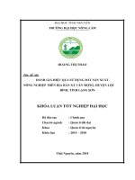 Đánh giá hiệu quả sử dụng đất sản xuất nông nghiệp trên địa bàn xã vân mộng   huyện lộc bình   tỉnh lạng sơn 