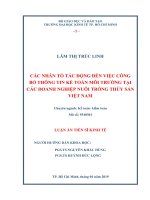 CÁC NHÂN tố TÁC ĐỘNG đến VIỆC CÔNG bố THÔNG TIN kế TOÁN MÔI TRƯỜNG TẠI CÁC DOANH NGHIỆP NUÔI TRỒNG THỦY SẢN VIỆT NAM