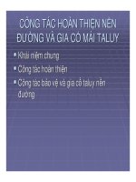 BÀI GIẢNG CÔNG TÁC HÒAN THIỆN NỀN ĐƯỜNG VÀ GIA CỐ MÁI TALUY