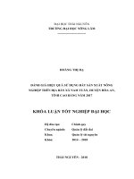 Đánh giá hiệu quả sử dụng đất sản xuất nông nghiệp trên địa bàn xã nam tuấn   huyện hòa an   tỉnh cao bằng năm 2017 