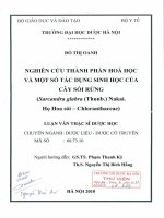 Nghiên cứu thành phần hoá học và một số tác dụng sinh học của cây sói rừng ( sarcandra glabra ( thunb ) nakai  họ hoa sói   chloranthaceae) 