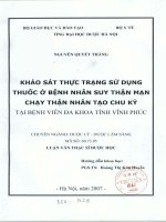 Khảo sát thực trạng sử dụng thuốc ở bệnh nhân suy thận mạn chạy thận nhân tạo chu kỳ bệnh viện đa khoa tỉnh vĩnh phúc 