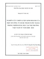 Nghiên cứu chiến lược kinh doanh của một số công ty dược phẩm nước ngoài trong nhóm hàng đầu tại thị trường việt nam 2008   2010 