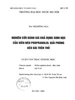 Nghiên cứu và đánh giá khả dụng sinh học của viên nén propranolol giải phóng kéo dài trên thỏ 