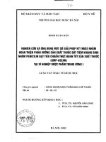 Nghiên cứu và ứng dụng một số giải pháp kỹ thuật nhằm hoàn thiện phân xưởng sản suất thuốc bột tiêm kháng sinh nhóm penicilin đạt tiêu chuẩn thực hành tốt sản xuất thuốc (GMP asean) tại các xí nghiệp dược phẩm t 