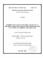 Nghiên cứu cơ cấu tổ chức quản lý và mô hình triển khai hoạt động kinh doanh của công ty abbot tại việt nam 