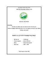 Đánh giá hiệu quả sử dụng đất sản xuất nông nghiệp trên địa bàn xã Vân Mộng  huyện Lộc Bình  tỉnh Lạng Sơn (Khóa luận tốt nghiệp)