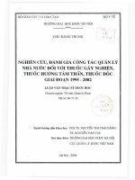 Nghiên cứu, đánh giá quản lý nhà nước đối với thuốc gây nghiện, thuốc hướng tâm thần, thuốc độc giai đoạn 1995 2002 