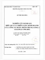 Nghiên cứu đánh giá hiệu quả và chiến lược kinh doanh của công ty dược phẩm TW II (giai đoạn 1998 2003) 