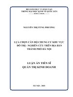 Luận án Tiến sĩ Quản trị kinh doanh Lựa chọn căn hộ chung cư khu vực đô thị - Nghiên cứu trên địa bàn Thành phố Hà Nội