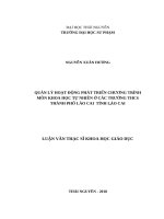 Quản lý hoạt động phát triển chương trình môn khoa học tự nhiên ở các trường trung học cơ sở thành phố lào cai, tỉnh lào cai 