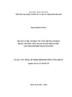 Quản lý dự án đầu tư xây dựng cơ bản bằng nguồn vốn ngân sách nhà nước tại thành phố thái nguyên 