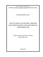 Công tác quản lý di tích đền  đình kim liên, phường phương liên, quận đống đa, thành phố hà nội 