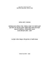 Đánh giá công tác tặng cho và thừa kế quyền sử dụng đất trên địa bàn huyện bạch thông, tỉnh bắc kạn giai đoạn 2014   2017 