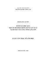 Đánh giá hiệu quả một số mô hình trồng rừng sản suất tại huyện văn lãng tỉnh lạng sơn 
