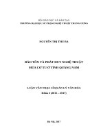 Bảo tồn và phát huy nghệ thuật múa cơ tu ở tỉnh quảng nam 