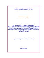 Quản lý hoạt động dạy học phân hóa ở trường THPT cẩm lý, huyện lục nam, tỉnh bắc giang theo định hướng chương trình giáo dục phổ thông mới 