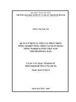 Quản lý dịch vụ cho vay phát triển nông nghiệp nông thôn tại Ngân hàng Nông nghiệp và Phát triển nông thôn Việt Nam  Chi nhánh Bắc Kạn (Luận văn thạc sĩ)