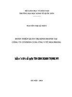 Luận văn thạc sỹ - Hoàn thiện quản trị kinh doanh tại công ty cổ phần cung ứng y tế Nha Phong