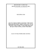 Quản lý hoạt động giáo dục thể chất theo hướng phát triển năng lực ở các trường trung học cơ sở trên địa bàn huyện vĩnh tường, tỉnh vĩnh phúc 