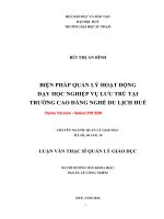 Biện pháp quản lý hoạt động dạy học nghiệp vụ lưu trú tại trường cao đẳng nghề du lịch huế (tt) 