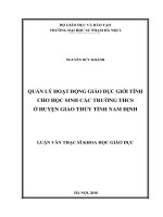Quản lý hoạt động giáo dục giới tính cho học sinh các trường THCS ở huyện giao thủy tỉnh nam định 