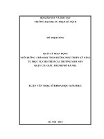 Quản lý hoạt động nuôi dưỡng, chăm sóc theo hướng phát triển kỹ năng tự phục vụ cho trẻ ở các trường mầm non quận cầu giấy, thành phố hà nội 