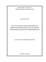 Quản lý ứng dụng công nghệ thông tin trong hoạt động giáo dục tại các trường mầm non quận thanh xuân, thành phố hà nội 