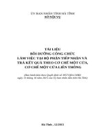 TÀI LIỆU BỒI DƯỠNG CÔNG CHỨC LÀM VIỆC TẠI BỘ PHẬN TIẾP NHẬN VÀ TRẢ KẾT QUẢ THEO CƠ CHẾ MỘT CỬA, CƠ CHẾ MỘT CỬA LIÊN THÔNG