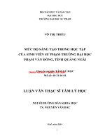 Mức độ sáng tạo trong học tập của sinh viên sư phạm trường đại học phạm văn đồng, tỉnh quảng ngãi (tt) 