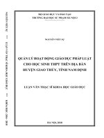 Quản lý hoạt động giáo dục pháp luật cho học sinh THPT trên địa bàn huyện giao thủy, tỉnh nam định 