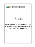 TÀI LIỆU HƯỚNG DẪN THÀNH VIÊN ĐỊA CHỈ VỀ KHÓA CÔNG KHAI TÀI NGUYÊN (RPKI) TRONG BẢO MẬT THÔNG TIN ĐỊNH TUYẾN