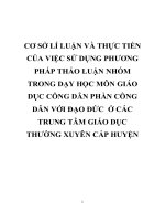 CƠ sở lí LUẬN và THỰC TIỂN của VIỆC sử DỤNG PHƯƠNG PHÁP THẢO LUẬN NHÓM TRONG dạy học môn GIÁO dục CÔNG dân PHẦN CÔNG dân với đạo đức  ở các TRUNG tâm GIÁO dục THƯỜNG XUYÊN cấp HUYỆN 