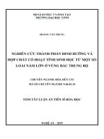 Nghiên cứu thành phần dinh dưỡng và hợp chất có hoạt tính sinh học từ một số loài nấm lớn ở vùng bắc trung bộ (tt) 