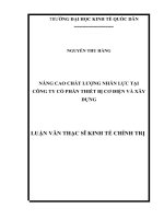 Luận văn thạc sỹ - Nâng cao chất lượng nhân lực tại công ty cổ phần thiết bị cơ điện và xây dựng