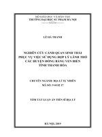 Nghiên cứu cảnh quan sinh thái phục vụ việc sử dụng hợp lý lãnh thổ các huyện đồng bằng ven biển tỉnh thanh hóa (tt) 
