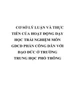 CƠ sở lý LUẬN và THỰC TIỄN của HOẠT ĐỘNG dạy học TRẢI NGHIỆM môn GDCD PHẦN CÔNG dân với đạo đức ở TRƯỜNG TRUNG học PHỔ THÔNG 