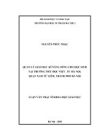 Quản lý giáo dục kỹ năng sống cho học sinh tại trường tiểu học việt  úc hà nội, quận nam từ liêm, thành phố hà nội 