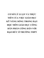 CƠ sở l‎ý LUẬN và THỰC TIỄN của VIỆC GIÁO dục kỹ NĂNG SỐNG TRONG dạy học môn GIÁO dục CÔNG dân PHẦN CÔNG dân với đạo đức ở TRƯỜNG THPT 