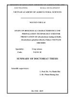 Nghiên cứu đặc điểm sinh học và kỹ thuật nhân giống phục vụ bảo tồn hai loài lan nghệ tâm (dendrobium loddigesii rolfe), hạc vỹ (dendrobium aphyllum (roxb ) fisher) của việt nam tt tiếng anh 