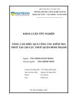 Nâng cao hiệu quả công tác kiểm tra thuế tại chi cục thuế quận bình thạnh 
