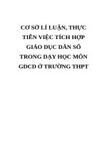 CƠ sở lí LUẬN, THỰC TIỄN VIỆC TÍCH hợp GIÁO dục dân số TRONG dạy học môn GIÁO dục CÔNG dân ở TRƯỜNG TRUNG học PHỔ THÔNG 