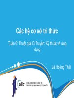 Các hệ cơ sở tri thức  Tuần 6: Thuật giải Di Truyền: Kỹ thuật và ứng dụng